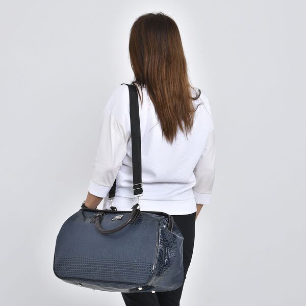 Weekender Reisetasche, 45x33x22cm, Echsenmuster, Marine image number 2