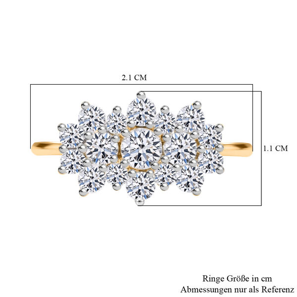 LUXURIANT SGL zertifizierter VS-EF Labor Diamant Ring, 925 Silber 750 Gelbgold Vermeil - 1 ct. image number 5