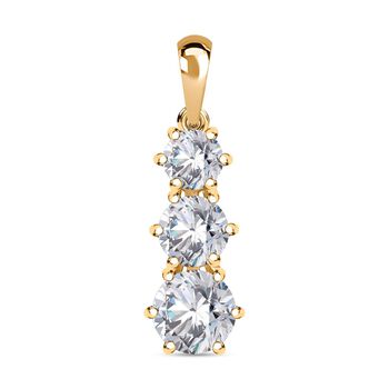 Moissanit Anh&auml;nger 925 Silber 750 Gelbgold Vermeil ca. 2,38 ct.