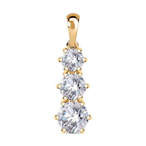 Moissanit Anh&auml;nger, 925 Silber 750 Gelbgold Vermeil - 2,38 ct.