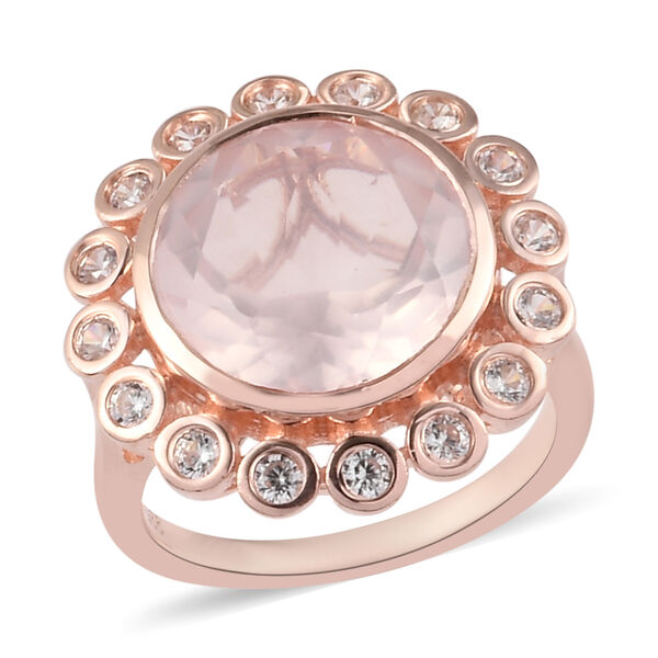 Rosenquarz und Zirkon-Ring, 925 Silber ros&eacute;vergoldet  ca. 5,87 ct image number 2