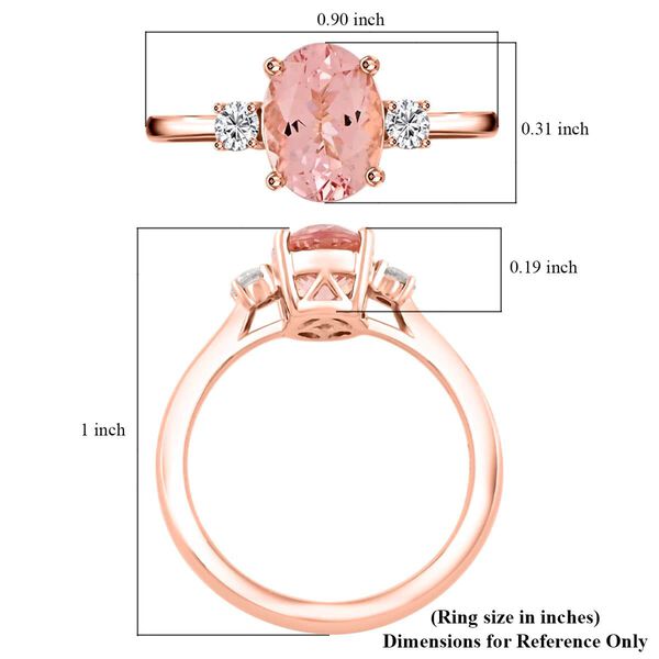 LUXORO zertifiziert und geprüft AAA Rosa Morganit und Diamant Ring in 417 Roségold - 1,35 ct. image number 5