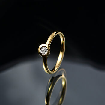 D'Joy wei&szlig;er Diamant Ring, 925 Silber 750 Gelbgold Vermeil