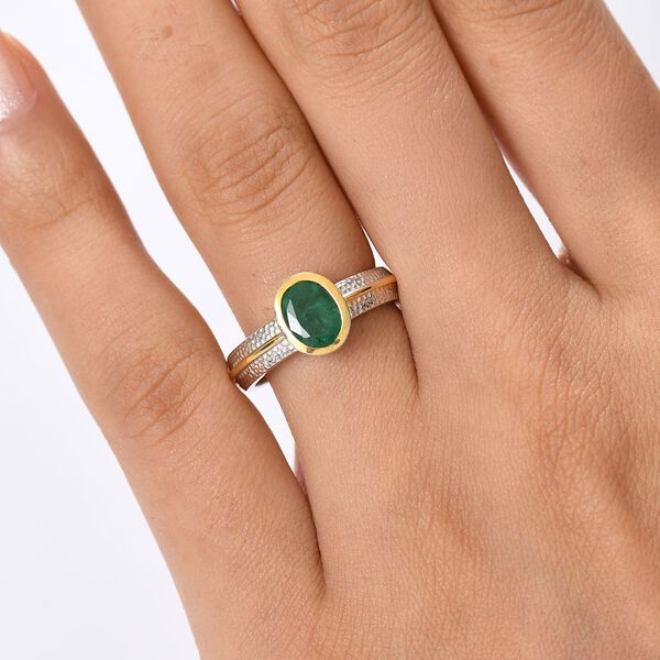 D’Joy AA Socoto Smaragd zweifarbiger Ring - 1,18 ct. image number 3