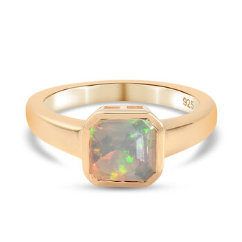 Nat&uuml;rlicher, &auml;thiopischer Opal Solit&auml;r-Ring, 925 Silber Gelbgold Vermeil (Gr&ouml;&szlig;e 16.00) ca. 0,94 ct