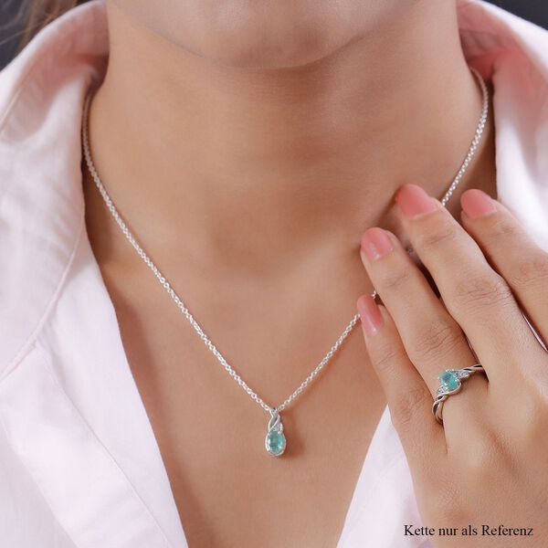 2er-Set-Kagem sambischer Smaragd-Anh&auml;nger und Ring, 925 Silber platiniert, 0,90 ct. image number 3