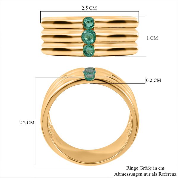 AAA Kagem Sambischer Smaragd Ring, 925 Silber Gelbgold Vermeil, (Gr&ouml;&szlig;e 20.00) ca. 0.41 ct image number 4