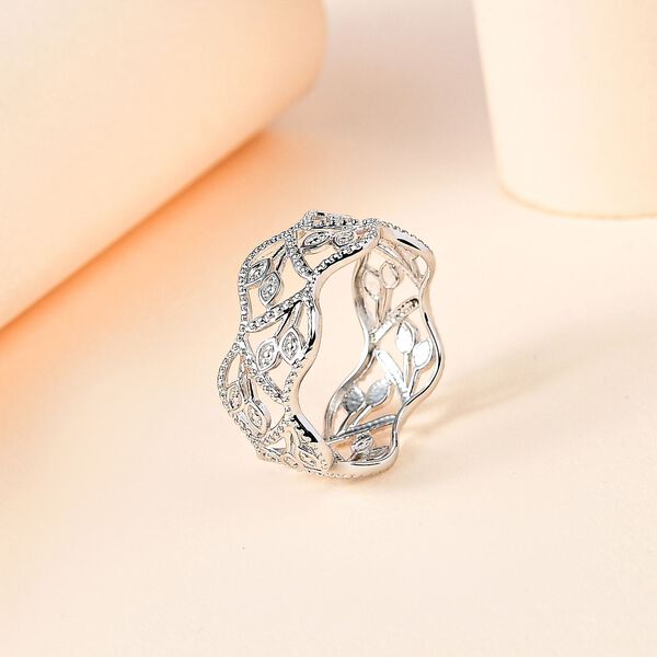 ALLORO Ring mit Diamantakzenten, 925 Silber platiniert image number 2