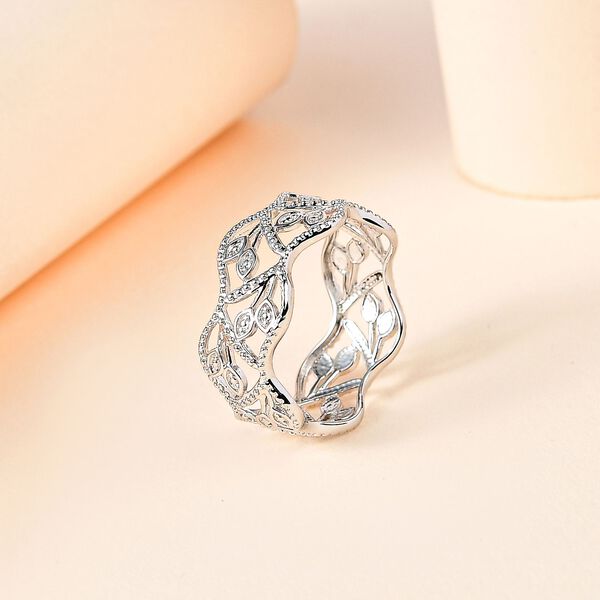 ALLORO Ring mit Diamantakzenten, 925 Silber platiniert image number 1