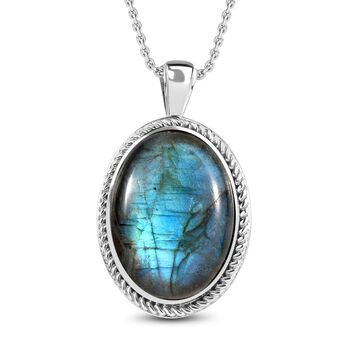 Labradorit Anh&auml;nger mit Kette, Edelstahl, ca. 25.12 ct