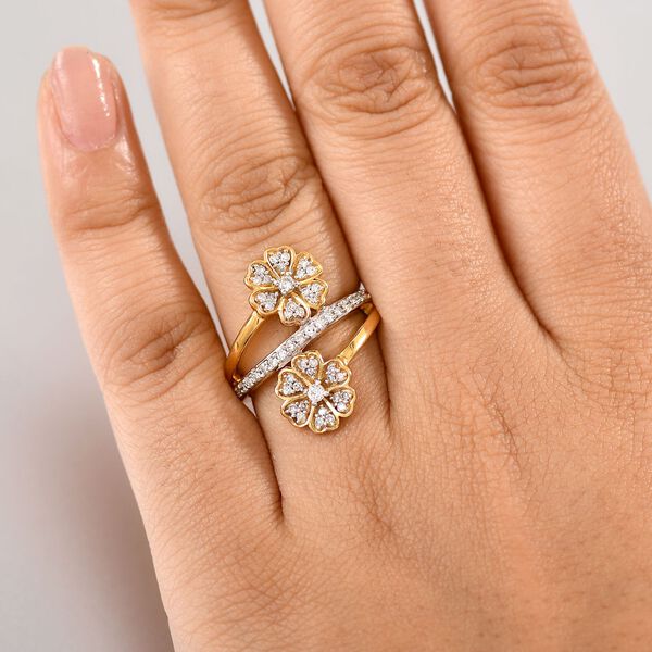 LUXURIANT SI-GH Labor Diamant Ring, 925 Silber 750 Gelbgold Vermeil - 0,54 ct. image number 2