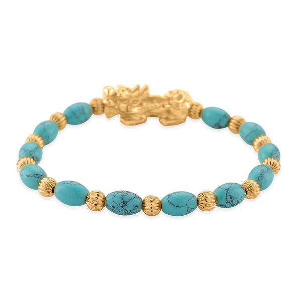 Blauer Howlit Pixiu Armband, flexibel, gelb vergoldet ca. 35.00 ct image number 4