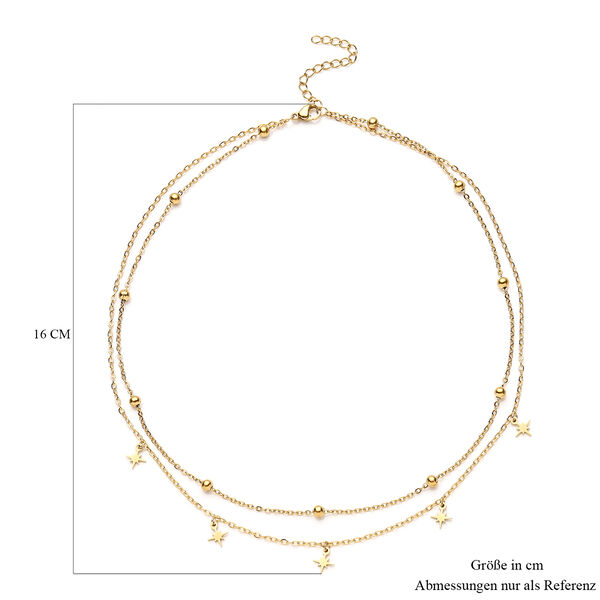 2-lagige Halskette, ca. 36 cm, Edelstahl IP-Gold image number 5