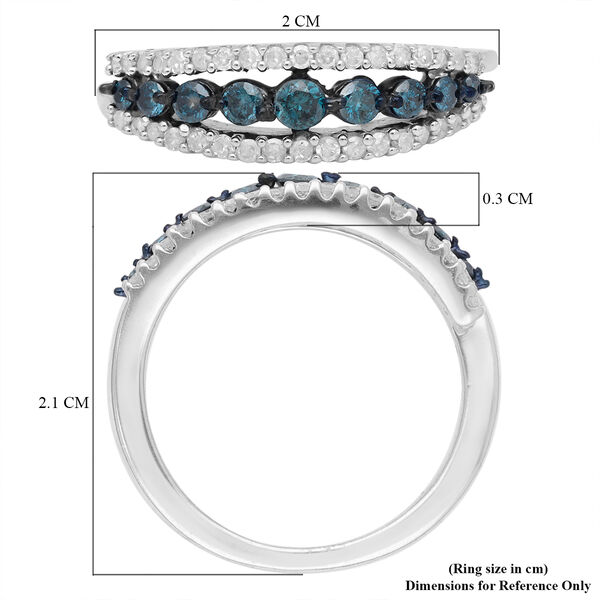 Blauer und Weißer Diamant Ring 925 Silber platiniert  ca. 0,50 ct image number 7