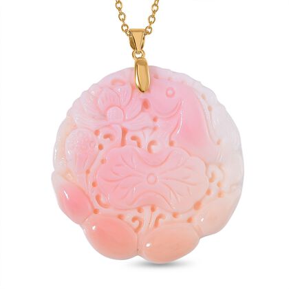 Nat&uuml;rlicher Rosa K&ouml;nigsmuschel Anh&auml;nger mit Kette ca. 50 cm, 925 Silber vergoldet