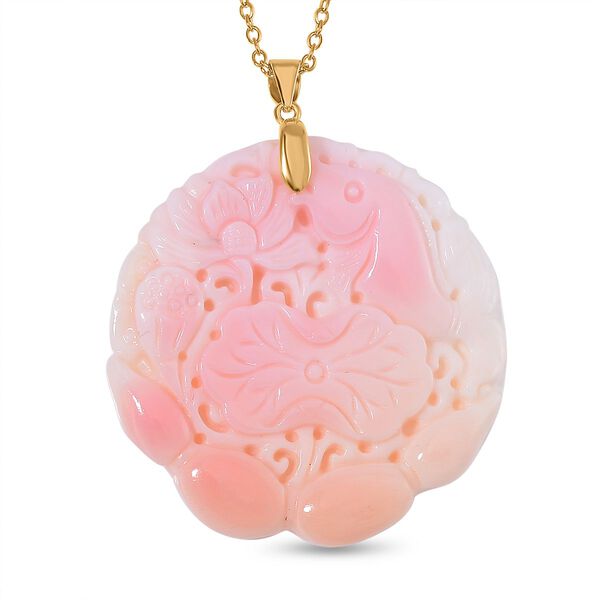 Nat&uuml;rlicher Rosa K&ouml;nigsmuschel Anh&auml;nger mit Kette ca. 50 cm, 925 Silber vergoldet