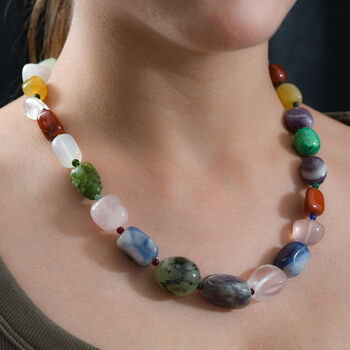 Multi Edelstein Halskette, 70 cm - 570 ct.