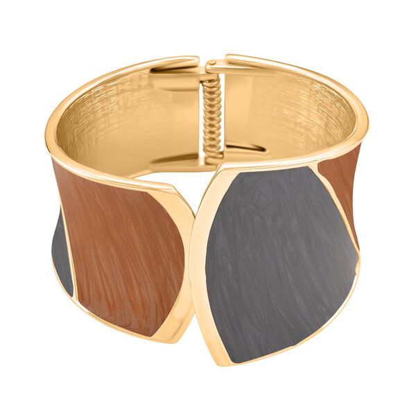 Emaille-Armreif im Colorblock-Design, 17cm, Braun-Grau