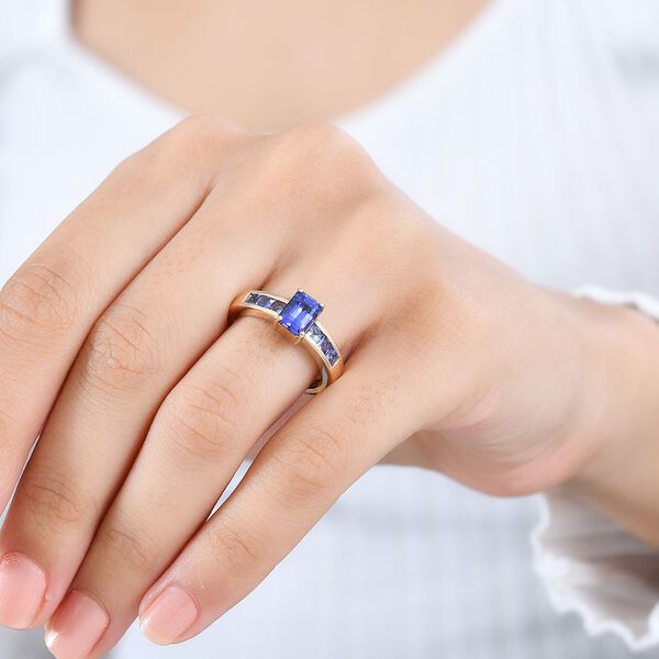 AAA Tansanit (Oktagon Schliff) und AA Tansanit (Carr&egrave; Schliff) Ring in 585 Gold - 1,76 ct. image number 9