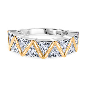 D’joy Moissanit Ring 925 Silber Rhodiniert und 750 Gelbgold Vermeil (Größe 17.00) ca. 2,64 ct