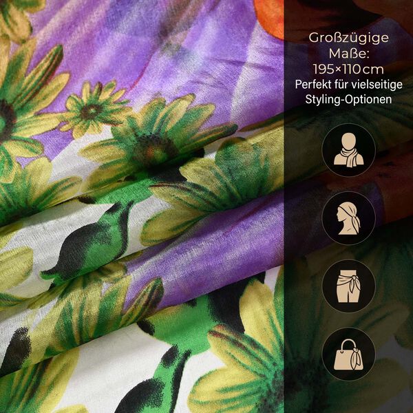 Chaos by Elsie Echtleder Crossbody Tasche im Rautenmuster mit RFID-Schutz und Mini-Taschenlampe und LA MAREY Schal aus 100% Maulbeerseide image number 15