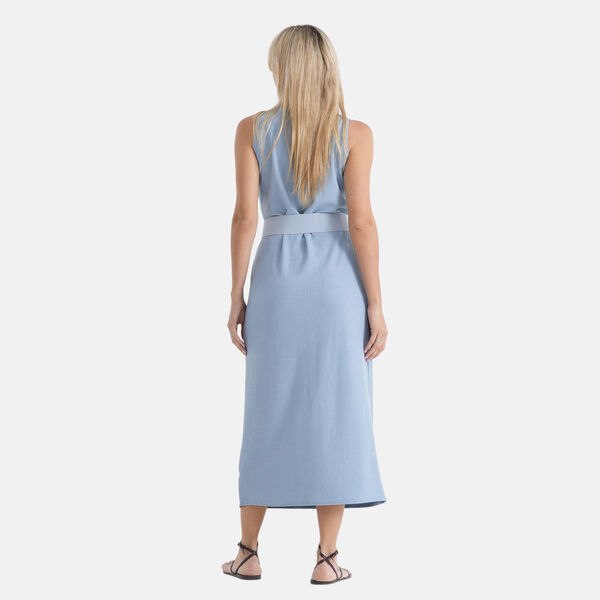 LA MAREY langes Strickkleid mit Stretchg&uuml;rtel, Einheitsgr&ouml;&szlig;e, passend f&uuml;r EU 36 bis 42, L&auml;nge 132 cm, Hellblau image number 3