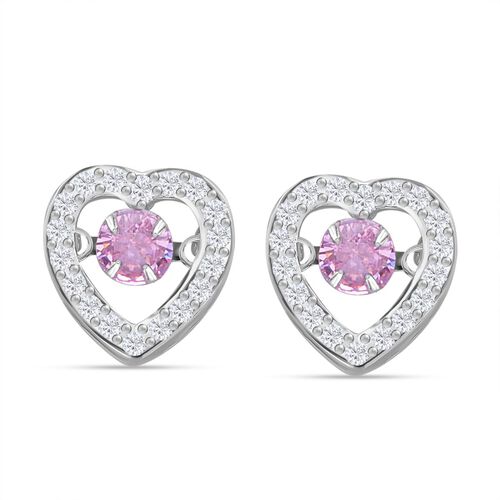 Rosa und weißer Zirkonia-Ohrstecker - 1,50 ct. image number 0