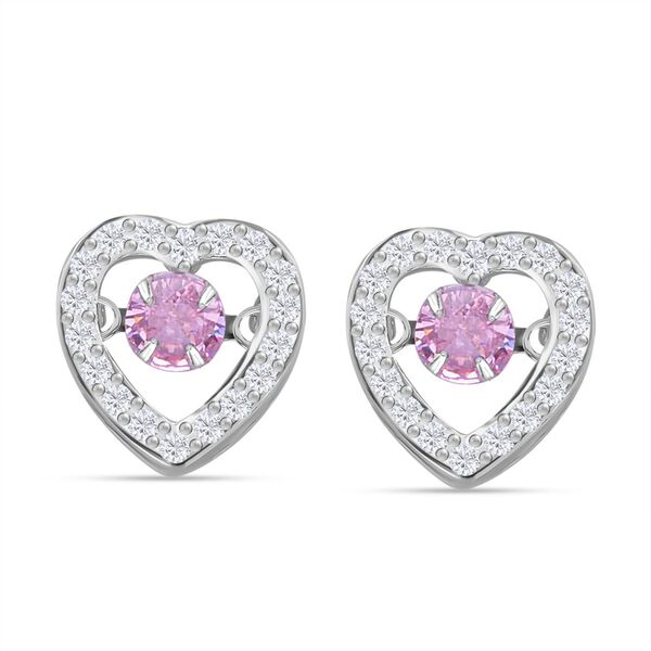 Rosa und wei&szlig;er Zirkonia-Ohrstecker - 1,50 ct.