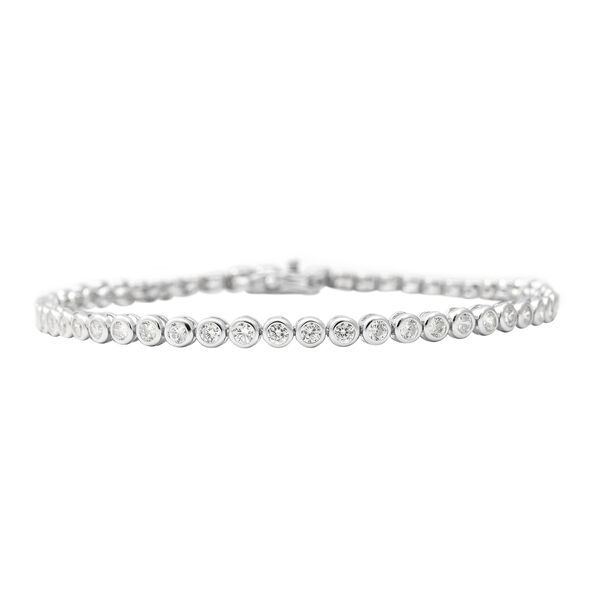 Simulierter Diamant Armband 19 cm 925 Silber Rhodium &Uuml;berzug ca. 2,95 ct