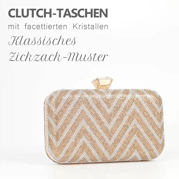 Clutch mit facettierten Kristallen, Zick Zack Muster image number 4