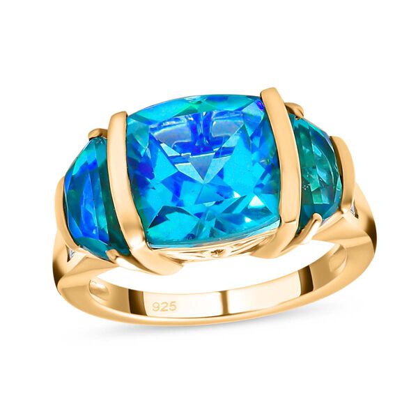 Paraiba Pfau Triplett Quarz Ring - 6,74 ct. image number 4