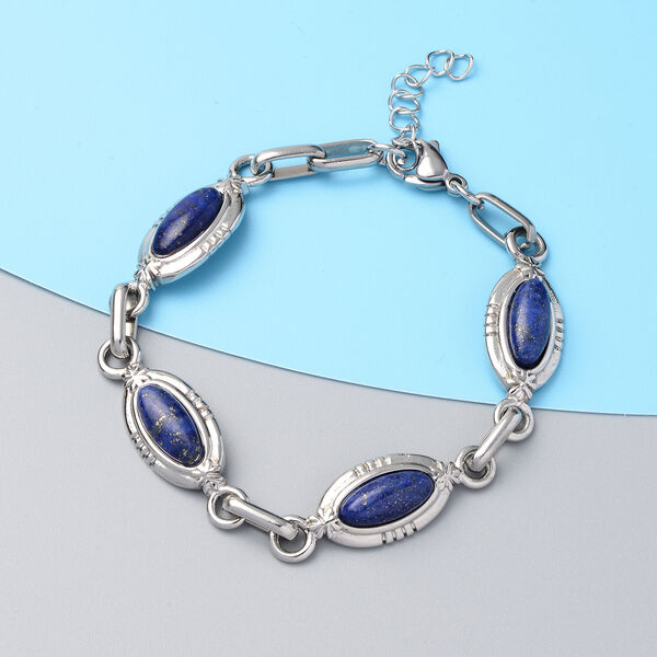 Lapislazuli Armband 19 cm in Edelstahl ca. 12,00 ct image number 1