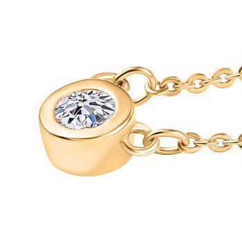 LUXURIANT SI-GH Labor Diamant 45cm Halskette, 925 Silber 750 Gelbgold Vermeil - 0,20 ct.