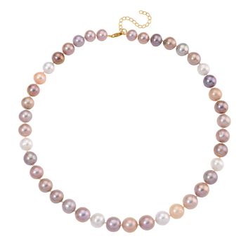 AAA Mehrfarbige Edison Perle (9-11 mm) Halskette, ca. 45 cm + 5 cm extender, 925 Silber vergoldet
