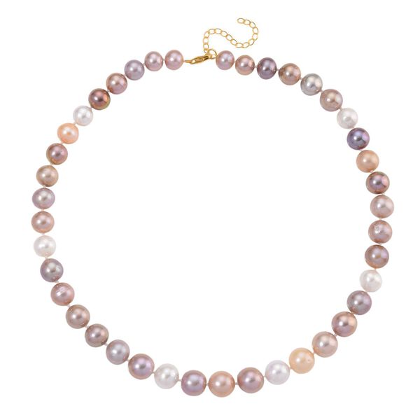 AAA Mehrfarbige Edison Perle (9-11 mm) Halskette, ca. 45 cm + 5 cm extender, 925 Silber vergoldet image number 3