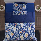 3er Set- Steppdecke und 2 Kissenbezüge mit Floralem Muster, blau image number 2