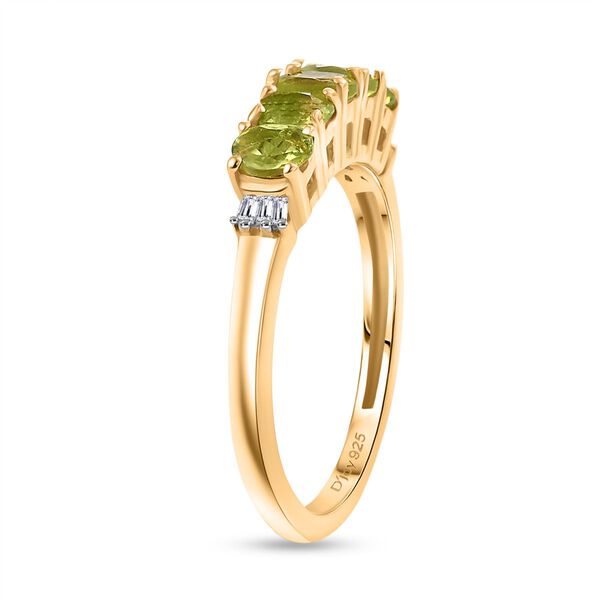 Nat&uuml;rlicher Peridot, Wei&szlig;er Diamant Ring 925 Silber vergoldet (Gr&ouml;&szlig;e 18.00) ca. 0.95 ct image number 5