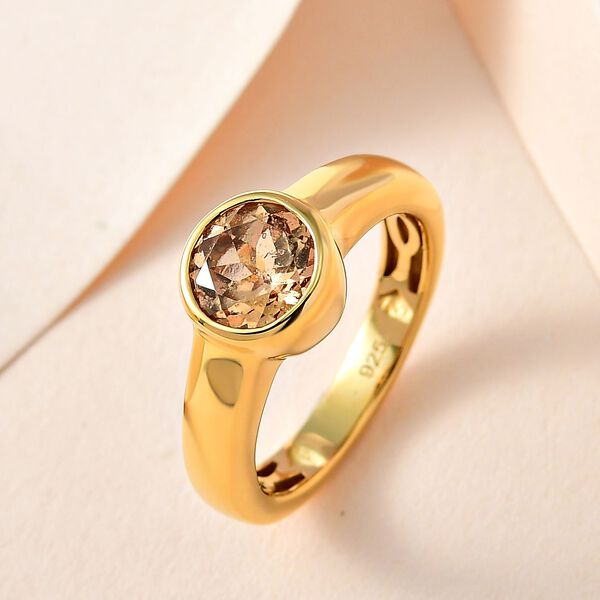 Ceylon kaiserlicher Granat Ring, 925 Silber Gelbgold Vermeil (Gr&ouml;&szlig;e 21.00) ca. 1.62 ct image number 2