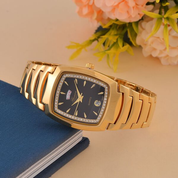 GENOA  - Eleganz-Uhr mit Mond- und Wochenanzeige, Japanisches Uhrwerk und Wei&szlig;em Kristallzifferblatt, Reiner Edelstahl, 20 cm image number 2