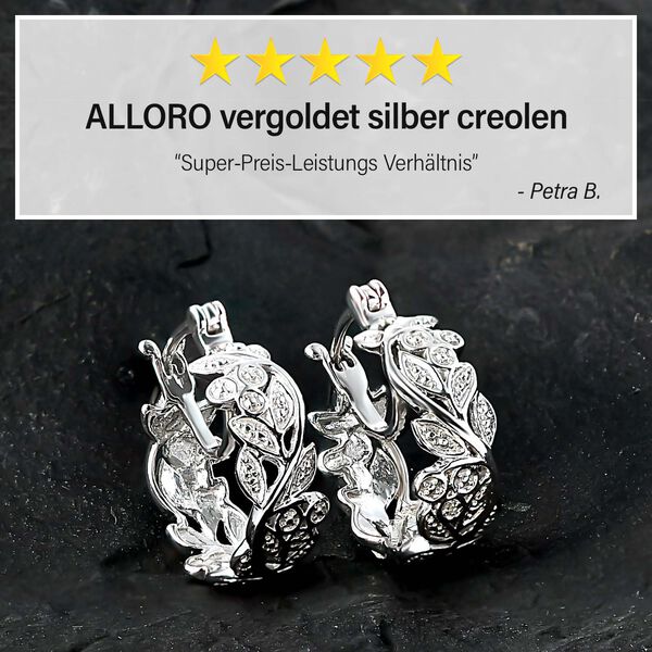 ALLORO Ring, Creolen und Anh&auml;nger mit Diamantakzenten, Silber platiniert image number 21