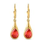 Padparadscha Triplett Quarz-Ohrringe, 925 Silber vergoldet ca. 4,41 ct