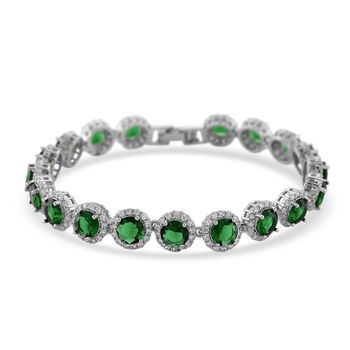 Wei&szlig;er Zirkonia, Gr&uuml;ner Kristall Armband ca. 19 cm Nickelfreies Messing 2.01 ct