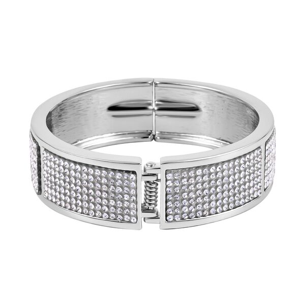 Wei&szlig;er Kristall Armreif, ca. 19 cm, silberfarben image number 4