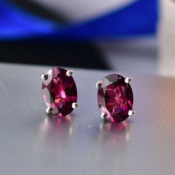 D'Joy AA Nat&uuml;rlicher Rhodolith Granat Ohrringe 925 Silber platiniert ca. 1.85 ct image number 1