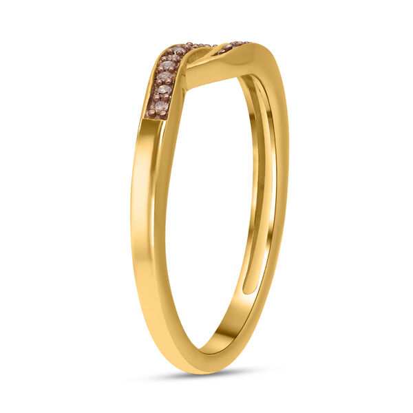 Nat&uuml;rlicher Champagner-Diamantring - 925 Silber Gelbgold Vermeil- 0,10 ct. image number 4