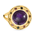 Afrikanischer Amethyst, mehrfarbiger-Turmalin Ring, 925 Silber vergoldet (Größe 16.00) ca. 7.05 ct