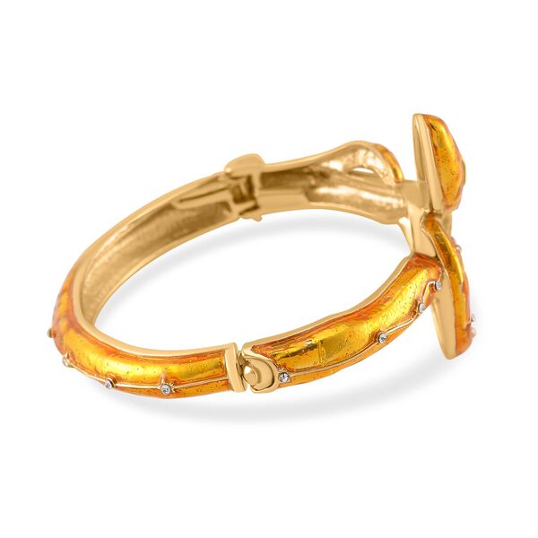 Gelbgold emaillierter wei&szlig;er Kristall-Armreif, 18cm image number 3