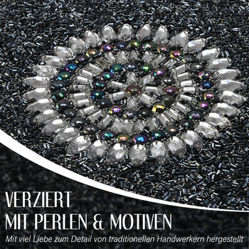 Schmuckbox bestickt mit Perlen und Pailletten, Schwarz