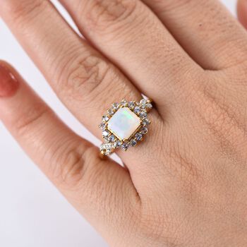 D'Joy Nat&uuml;rlicher, &auml;thiopischer Welo Opal, Tansanit und Moissanit Ring - 1,63 ct.