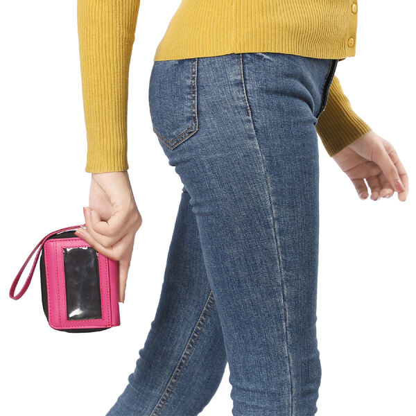 Geldbörse aus 100% echtem Leder mit RFID schutz und abnehmbarem Riemen, Rosa image number 3